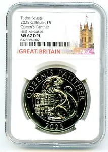 2025 GREAT BRITAIN 5PD QUEEN'S PANTHER NGC MS67 DPL TUDOR BEASTS FIRST RELEASES - Picture 1 of 2