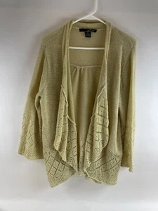 Willi Smith Sweater, Women's Size XL, Yellow Cream, Open Cardigan - Picture 1 of 7