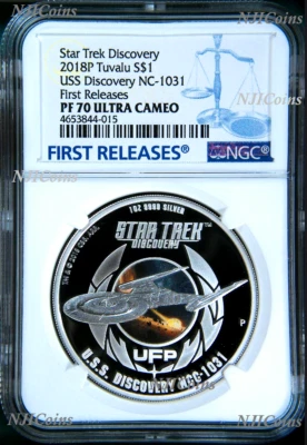2018 Star Trek DISCOVERY USS NCC-1031 1 oz Silver $1 Coin NGC PF70 FR - Image 1 of 4