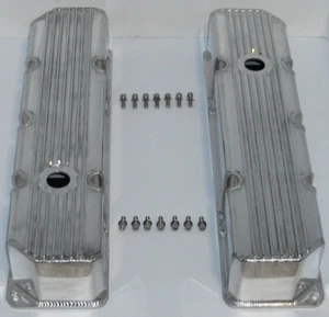 Finned Fabricated Aluminum Valve Covers w/ Hole for 1976-87 Jeep 304 360 390 401 - Picture 1 of 14