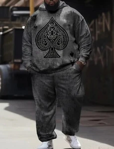 Mens Tracksuit 2 Piece Pants Hoodie Sweatsuit Sweatshirt Set 3XL BIG - Picture 1 of 5
