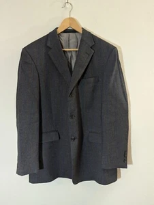 Burberry London Blazer 43R Dark Gray Plaid  100% Wool Sport Coat Union Made - Picture 1 of 8
