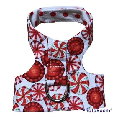 Chaleco arnés para perro hecho a mano rojo caramelo de Navidad XXXS 2583 Foto 1 de 2