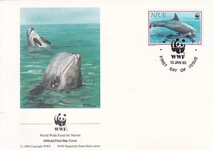 NIUE 1993 FOUR FIRST DAY COVERS, WORLD WILDLIFE FUND, DOLPHINS - Picture 1 of 4