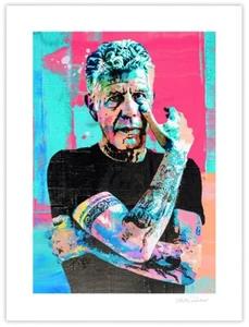 "Impresión de bellas artes de Anthony Bourdain 18x24"" firmada a mano por el artista Stephen Chambers" - Imagen 1 de 1