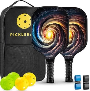 Pickleball Set, Fiberglass Pickle Ball Standard, 2 Paddles-Yellow - Picture 1 of 7