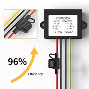 Convertidor de 15V-90V a 12V DC 5A 60W transformador de buck up con fusible impermeable - Imagen 1 de 10