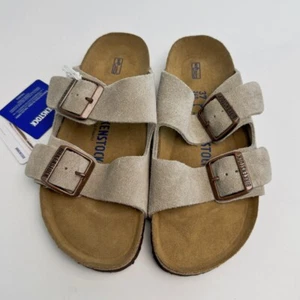 Birkenstock Womens Arizona Taupe Suede sandal Narrow Cork Sole EU37-45 - Picture 1 of 17