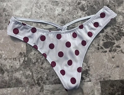 VICTORIA'S SECRET SEXY LITTLE THINGS S BLUE SMOOTH STRAPPY RARE V STRING PANTIES - Image 1 of 4