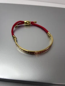 Halcyon Days Friendship Bangle 6mm Skinny Trademark Enamel In Red/Gold EUC - Picture 1 of 13
