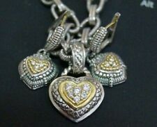 Judith Ripka 18k Gold, Sterling Silver, Diamonds Necklace + Pendant + Earrings!