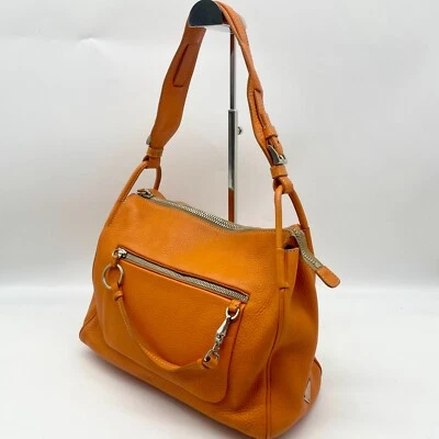 Prada Bolso de Mano Hobo Bolso de Hombro Triángulo Logo Naranja Cuero Y2K Archivo Auténtico Foto 1 de 4