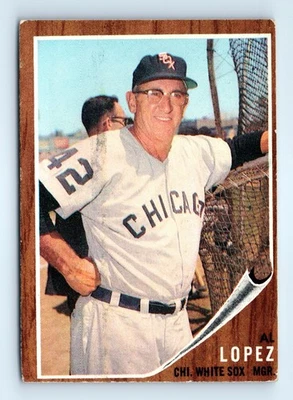 Tarjeta de béisbol 1962 Topps #286 Al López. Medias Blancas de Chicago. En muy buen estado/ex Foto 1 de 2
