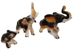 Miniatur Elefant Figur Mid Century Bone China Made In Japan 3er Set - Bild 1 von 15