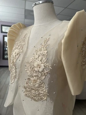 Филиппинская нашивка болеро вышивка/вышивка филиппинская этническая бежевая XL - Изображение 1 из 4