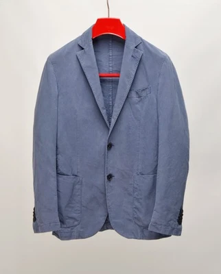 Mens Boggi Blue Washed Garment Dyed Linen Blend 2Btn Blazer EU 48 R / UK,US 38 R - Image 1 of 4