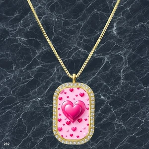 Amazing Colorful Hearts Pendant Necklace Photo Design Unique Gold Tone Pure - Picture 1 of 4