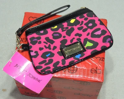 Betsey Johnson Wristlet Top Zip 7" x 5" | Candy Cheetah Pink | New w/ Tag - Image 1 of 4