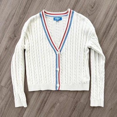 Prince Pickleball Cable Knit Cardigan Womens Medium Tennis Prep Academia School - Image 1 of 4