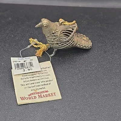 Vtg Dhokra Brass Bird Ornament Figurine Paperweight Home Decor India Tag - Image 1 of 4