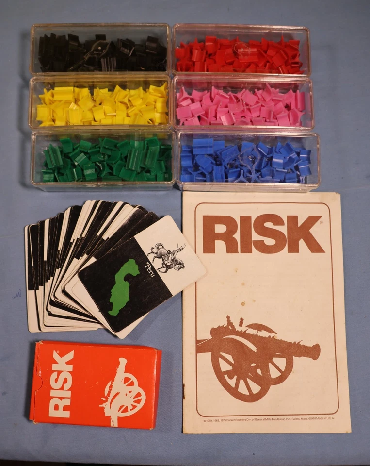 Parker Brothers 1975 piezas de juego de riesgo y cartas de país o región Foto 1 de 1