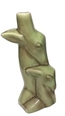 Mediados de Siglo Moderno mcm Gacela Verde Antílope Madre Bebé Lámpara Base Estatua mcm Foto 1 de 4