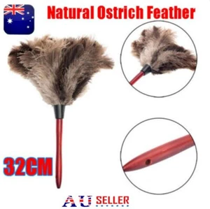 2PCS Anti Static Genuine Ostrich Feather Duster 35CM Wooden HWZdle Brush CleV$ - Picture 1 of 9