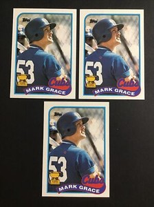1989 Topps ALL STAR ROOKIE   #465 MARK GRACE - 3 CARDS LOT - NM-MINT  - 4901