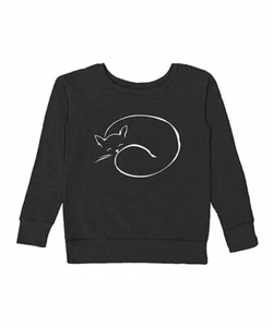 Urban Smalls Black Sleeping Cat Fleece Sweatshirt Women's Size XL - Picture 1 of 1