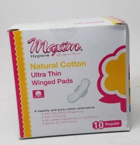 Maxim Ultra Thin, Winged, Chlorinie Free, Hypoallergenic Pads, Daytime, 10... - Picture 1 of 1