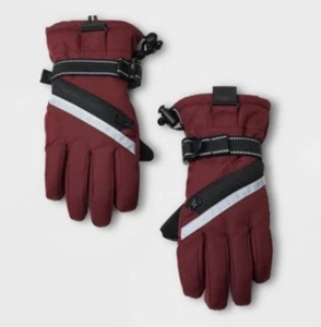 Kids' Zipper Snow Gloves - All in Motion Maroon. Size 4-7. Waterproof. H/F - Picture 1 of 4