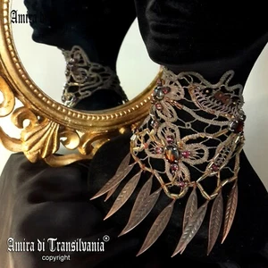 embroidered jewelry woman jewel retro necklace collier choker collar rhinestones - Picture 1 of 24