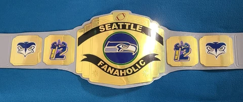 Seattle Seahawks Championship Belt Adult Size brass plates leather Cover