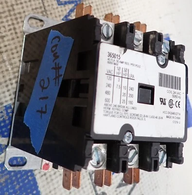 Hartland Controls Contactor 365015 3 fases 40 amperios 20 HP 480v 24 VAC bobina PROBADO Foto 1 de 4