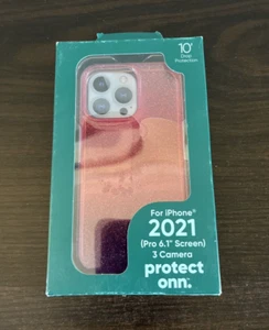 Open Box Protect Onn iPhone 13 Pro 2021 6.1” 3 Camera Red Purple Glitter Case - Photo 1 sur 1
