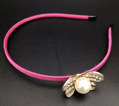 Pearl Rhinestone Butterfly Pink Women Headband Rhinestone Crown Hair Accessory - Image 1 of 4