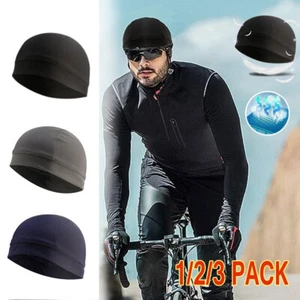 1-3pc Skull Cap Helmet Liner Sweat Wicking Cooling Cycling Running Hat Men Women - Picture 1 of 23