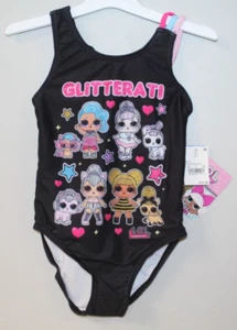 LOL Surprise Glitterati Girls XS X-SMALL One Piece Black Swim Suit Bathing Suit - Picture 1 of 3