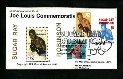 Ranto Cachet US FDC #4020 on 2766 w/ 3183m Sugar Ray Robinson Louis boxing 2006 - Image 1 of 2