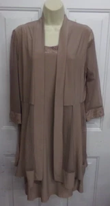 R&M Richards Womens Size Large 2 Piece Brown Sleeveless Dress w/ Sheer Jacket - Picture 1 of 7