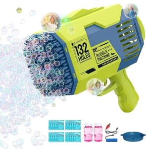 Bubble Machine Gun 132 Holes Bubble Gun Bubbles Kids Toys for Boys Girls - GREEN - Picture 1 of 5