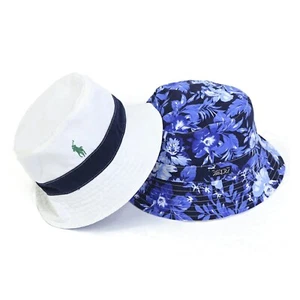 *MINOR DEFECT* Polo Ralph Lauren Reverse Safari Hat - White and Nvy Floral - S/M - Picture 1 of 9
