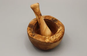 Mortero con mortero rústico | Ø 12 cm | de madera de olivo | Hecho a mano - Imagen 1 de 7