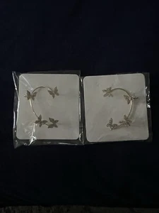Gold Elegant Butterfly Rhinestone Ear Cuff Clip. 2 Pieces. Left And Right. - Picture 1 of 9