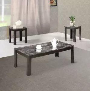 3-Piece Coffee Table Set Stonecroft Furniture Faux Marble Top Home Furniture New - Picture 1 of 8