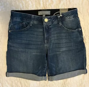 NEW Wit & Wisdom Women's Blue Denim Stretch Elastic Waistband Jean Shorts SZ 2 - Picture 1 of 3
