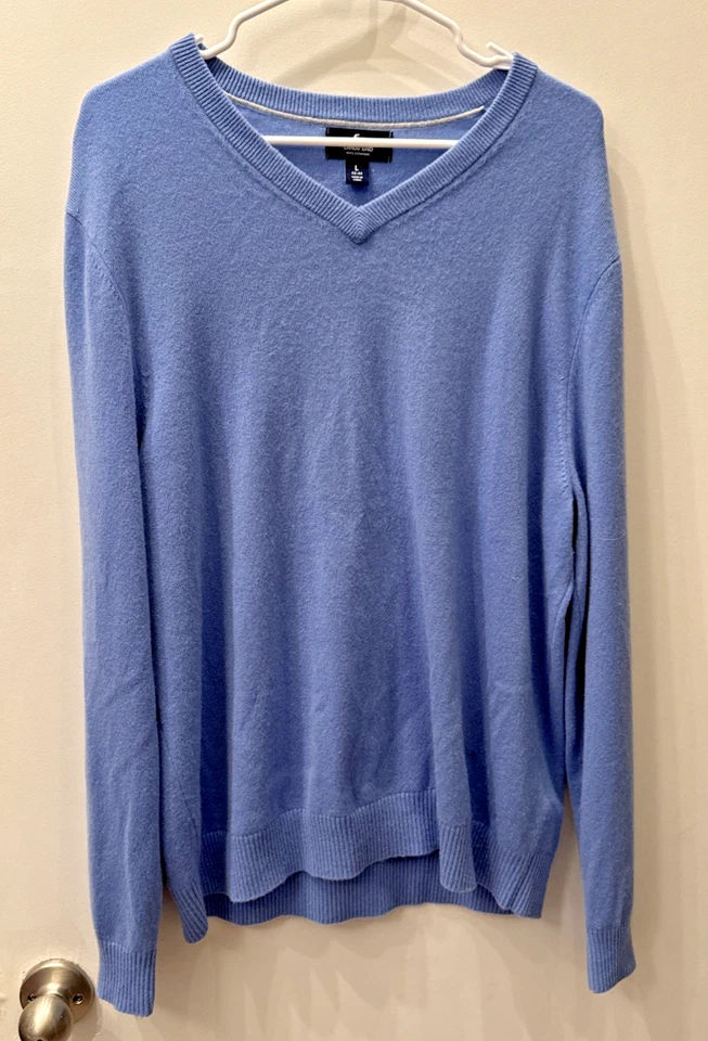 GREAT PRICE! Men's LG Land's End 100% cashmere V-neck sweater Sky Blue - Image 1 of 4