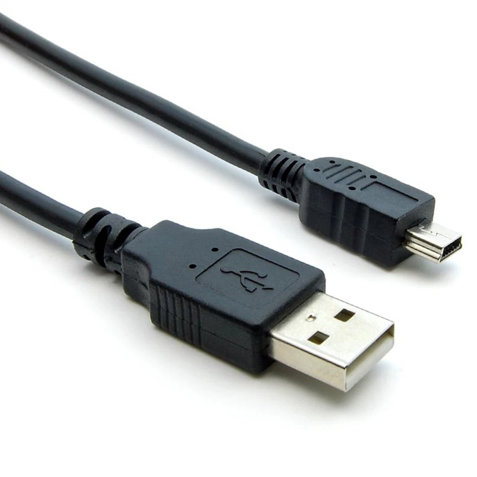 Cabo conector macho 1-15 pés USB2.0 A tipo macho para mini USB2.0 B tipo 5 pinos preto - Imagem 1 de 4