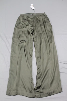Pantalones Elie Tahari Pierna Ancha Medianos Verde Oliva Nuevos con Etiquetas Satén Cordón Cintura Elástica Foto 1 de 4
