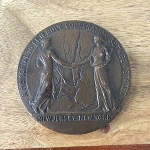 1931 George Washington Bridge Opening Medal - WHITEHEAD HOAG - KILENYI - 76mm - Bild 1 von 5